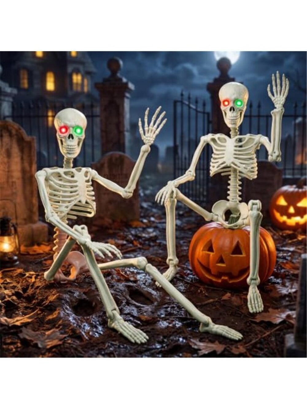 2 Pack 36"Halloween Skeleton, Scary Hanging Skull Props Skeleton